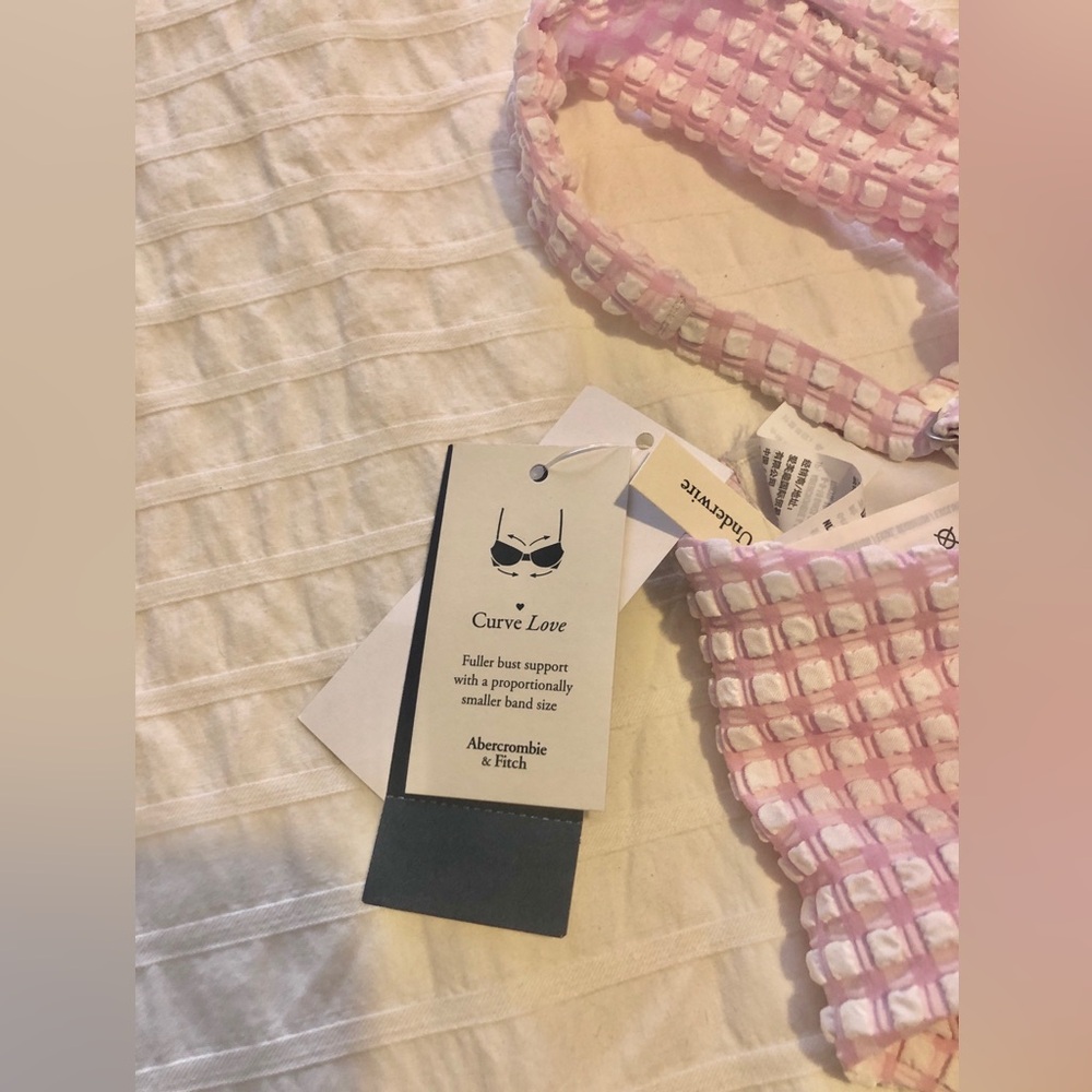 NWT Abercrombie & Fitch Pink Gingham Curve Love Bikini size Large - Picture 12 of 16